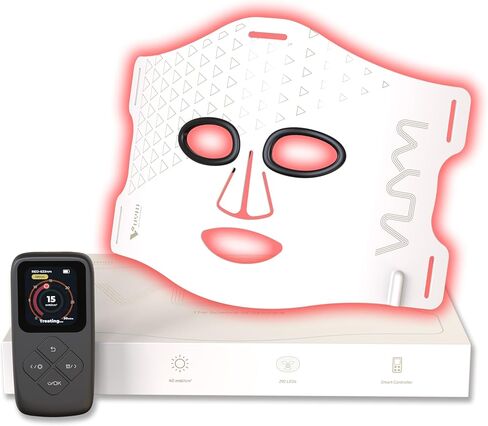 Light Therapy Face Mask, Infrared Red Light Therapy for Facial Skincare Brightening Anti Aging Smoothing Lightweight High Energy 292 LEDs Cordless LCD Remote in Saudi Arabia