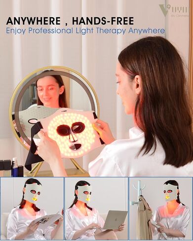 Light Therapy Face Mask, Infrared Red Light Therapy for Facial Skincare Brightening Anti Aging Smoothing Lightweight High Energy 292 LEDs Cordless LCD Remote in Saudi Arabia