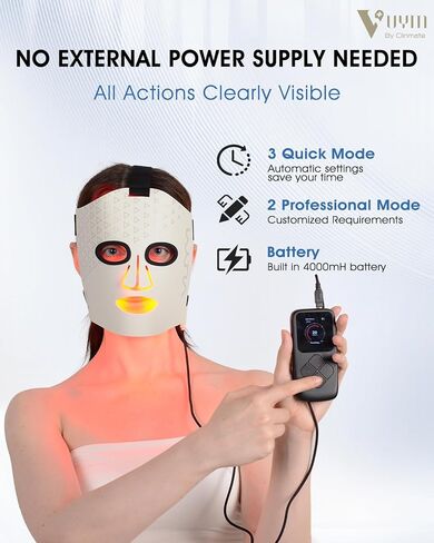 Light Therapy Face Mask, Infrared Red Light Therapy for Facial Skincare Brightening Anti Aging Smoothing Lightweight High Energy 292 LEDs Cordless LCD Remote in Saudi Arabia