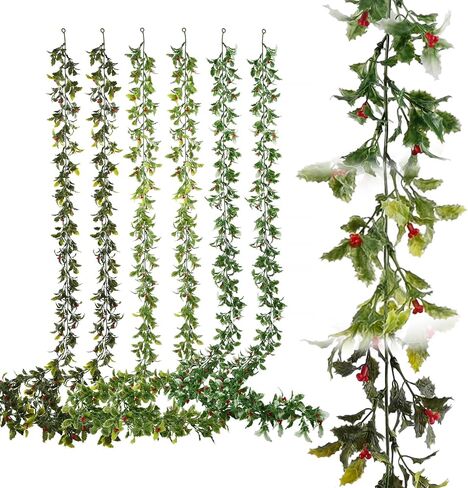 6 Pack 5.57ft Artificial Greenery Garland, Leaf Garland for Room Decor, Fern Garlands for Decoration, Fake Vines Hanging Plants for Home Bedroom Garden Wall Wedding Decor in Saudi Arabia
