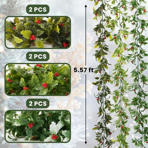 6 Pack 5.57ft Artificial Greenery Garland, Leaf Garland for Room Decor, Fern Garlands for Decoration, Fake Vines Hanging Plants for Home Bedroom Garden Wall Wedding Decor in Saudi Arabia