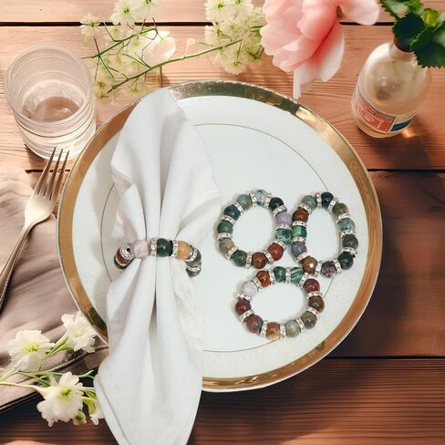 Napkin Rings Set of 4, Gemstone Beads Boho Napkins Ring Holder for Dinner Table Decoration Napkins Rings (Amazonite Stone) in Saudi Arabia