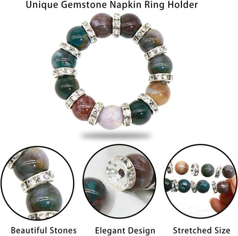 Napkin Rings Set of 4, Gemstone Beads Boho Napkins Ring Holder for Dinner Table Decoration Napkins Rings (Amazonite Stone) in Saudi Arabia
