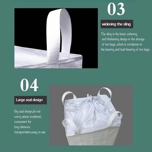 1 PACK FIBC Bulk Bag, One Ton Bag, 35"L X 35"W X 43"H, 2200lbs Swl, Duffle Top Flat Bottom, Woven Polypropylene Bags, Four Loop Fibc Big Bag,flat Bottom With Large Opening Bulk Bags in Saudi Arabia
