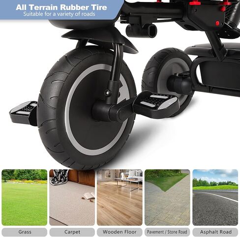 Baby Tricycle, 6-in-1 Folding Toddler Bike, Toddler Push Bike, Toys for 1-5 Year Old Boys & Girls, Kids Trike with Push Handle, Canopy, Backrest and Safety Belt, Stroller Bike Gift for Toddlers in Saudi Arabia