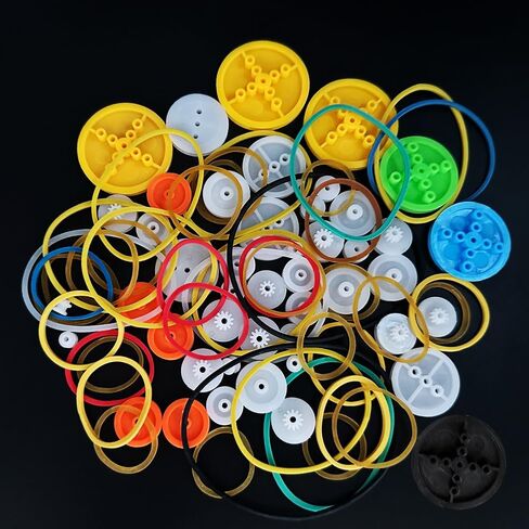 84PCS Belt Pulley Set 2MM Hole Plastic Belt Pulley with Rubber Band for DIY Model Toy RC Car Robot Airplane Accessories in Saudi Arabia