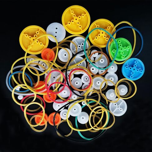 84PCS Belt Pulley Set 2MM Hole Plastic Belt Pulley with Rubber Band for DIY Model Toy RC Car Robot Airplane Accessories in Saudi Arabia