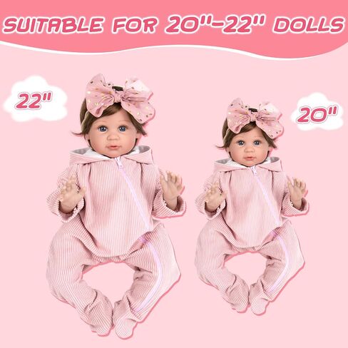 Aori Reborn Baby Dolls Clothes - Pink Outfit Clothing Set for 20-22 inch Lifelike Newborn Girl Dolls in Saudi Arabia