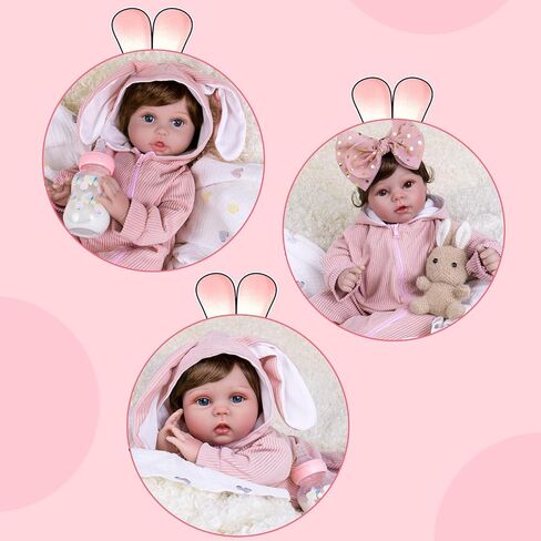 Aori Reborn Baby Dolls Clothes - Pink Outfit Clothing Set for 20-22 inch Lifelike Newborn Girl Dolls in Saudi Arabia