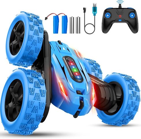 Remote Control Car, 2.4GHz RC Car, Double-Sided 360 ° Fast Flipping Rotating RC Stunt Car with Colorful LED Lights, 4WD RC Toy Car for Boys Age 8-12 and Boys Girls Birthday Present in Saudi Arabia