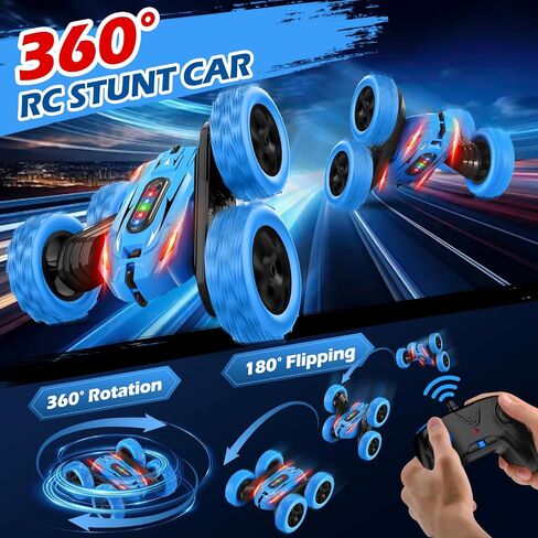 Remote Control Car, 2.4GHz RC Car, Double-Sided 360 ° Fast Flipping Rotating RC Stunt Car with Colorful LED Lights, 4WD RC Toy Car for Boys Age 8-12 and Boys Girls Birthday Present in Saudi Arabia