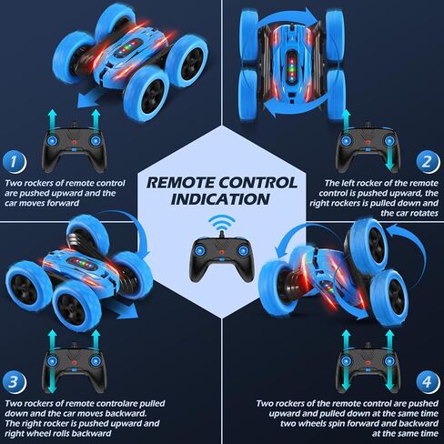 Remote Control Car, 2.4GHz RC Car, Double-Sided 360 ° Fast Flipping Rotating RC Stunt Car with Colorful LED Lights, 4WD RC Toy Car for Boys Age 8-12 and Boys Girls Birthday Present in Saudi Arabia