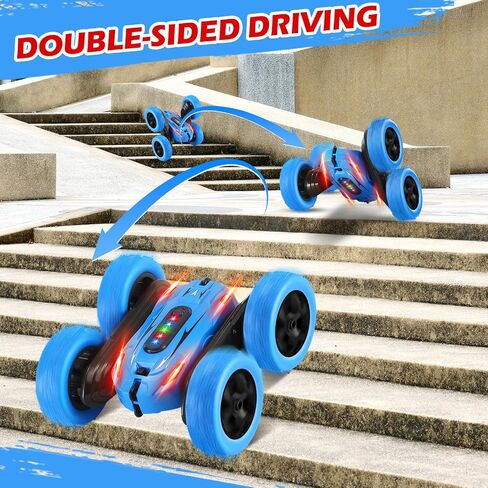 Remote Control Car, 2.4GHz RC Car, Double-Sided 360 ° Fast Flipping Rotating RC Stunt Car with Colorful LED Lights, 4WD RC Toy Car for Boys Age 8-12 and Boys Girls Birthday Present in Saudi Arabia