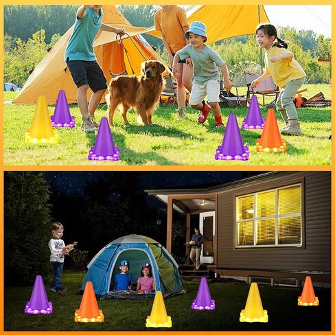 3-in-1 Carnival Games for Kids with LED Lights, 37 Pcs Outdoor Toys for Toddlers - Ring Toss Game, Bean Bag Toss Game, Soft Plastic Cones, Yard Lawn Game for Family Party in Saudi Arabia