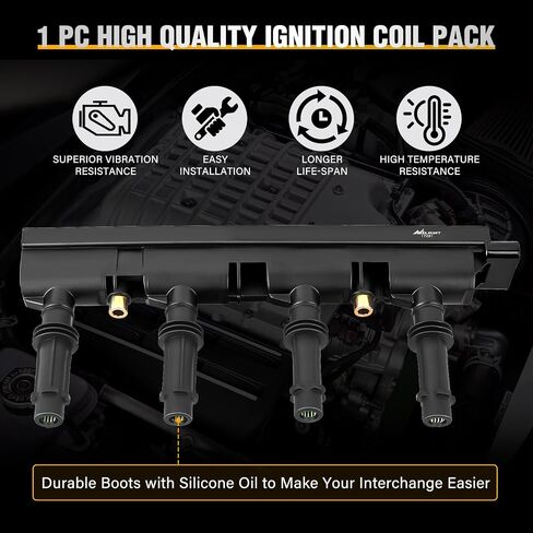 Nilight Ignition Coil Pack UF413 Fit for Chevy Silverado 1500 2500 HD Tahoe Suburban Avalanche Express Corvette Camaro Impala GMC Yukon Cadillac Escalade Pontiac 5.3 6.0L V8 Engine#OE 12611424(8 Pcs) in Saudi Arabia