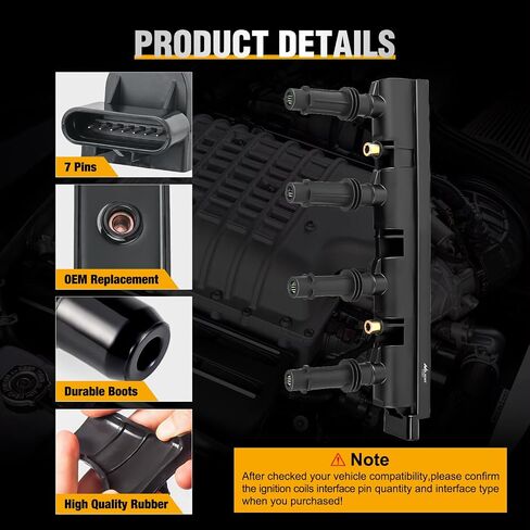 Nilight Ignition Coil Pack UF413 Fit for Chevy Silverado 1500 2500 HD Tahoe Suburban Avalanche Express Corvette Camaro Impala GMC Yukon Cadillac Escalade Pontiac 5.3 6.0L V8 Engine#OE 12611424(8 Pcs) in Saudi Arabia
