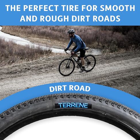 Tires for Gravel, Road Bike and Bicycle by Terrene - Elwood Light 700x35C Lightweight, Tubeless, All-Season Bike Tire for Gravel and Road Biking - 120 TPI, 60a Compound Bike Accessories for Road Trips in Saudi Arabia