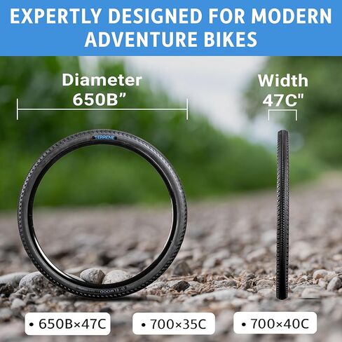 Tires for Gravel, Road Bike and Bicycle by Terrene - Elwood Light 700x35C Lightweight, Tubeless, All-Season Bike Tire for Gravel and Road Biking - 120 TPI, 60a Compound Bike Accessories for Road Trips in Saudi Arabia