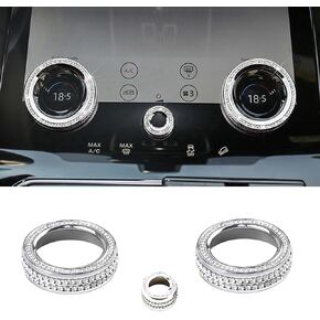 إكسسوارات MICROCK Bling لسيارة Range Rover Evoque 2020-2022 وVelar 2018 2019 2020 2021 2022 غطاء مقبض مفتاح مكيف الهواء كريستال حجر الراين، 3 قطع