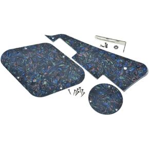 KAISH Abalone Pearl LP Guitar Pickguard Back Plate/Rear Cavity Cover Switch Plate with Steel Nickel Bracket and Steel Pickguard Mounting Screws for USA Les Paul
