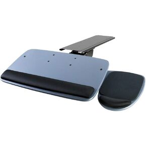 Mount-It! Under Desk Keyboard Tray, Adjustable Keyboard and Mouse Drawer Platform with Ergonomic Wrist Rest Pad, 17.25" Track, Black