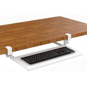 Stand Up Desk Store Large Clamp-On Retractable Adjustable Keyboard Tray | Improve Comfort While Increasing Desk Space - for Desktops Up to 1.5" Thick (33" W x 12.25" D) (White) (Large) in Kuwait