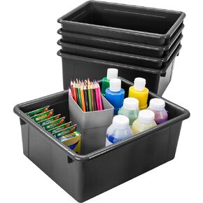 Storex Letter Size Flat Storage Tray – Organizer Bin for Classroom, Office and Home, Clear, 5-Pack (62531A05C), 10 x 13 x 3 Inches