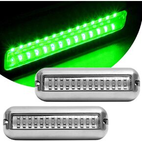HUSUKU Mid (2.0) 42LED 1500LM Marine Led Lights for Boat Underwater (Blue), 2PCS, 5.1inch, IP68, 316 Stainless Steel, Surface Mount for Yacht Pontoon Sailboat Kayak Skiff Bass Boat Fishing
