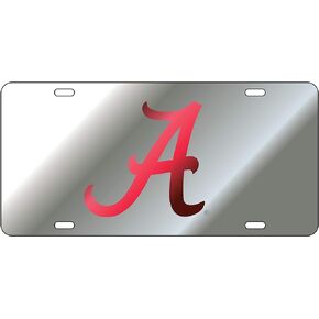 Craftique The University of Alabama Red on Silver A Laser Cut Inlaid Mirror Tag