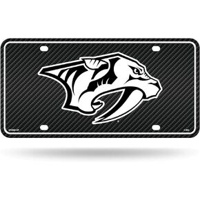 Rico Industries NHL Nashville Predators Carbon Fiber Metal Auto Tag 8.5" x 11" - Great for Truck/Car/SUV
