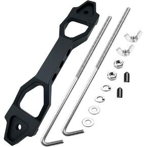 ARONOVA Heavy Duty Battery Hold Down Sets,With Billet Aluminum Battery Tie Down Bracket And 18-8(304) Stainless Steel J bolts(Red, 10 inch bolts)