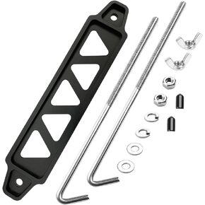 Battery Hold Down Sets,With Billet Aluminum Battery Tie Down Bracket and 18-8(304) Stainless Steel J bolts (Black, 8 inch bolts)