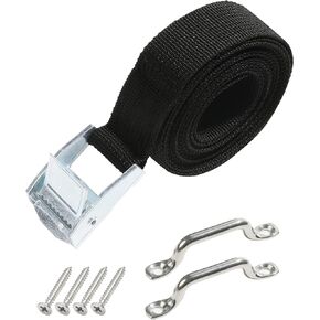 ESEWALAS 78'' Battery Tie Hold Down Strap,Battery Box Hold Down Lashing Strap with Stainless Steel Cam Buckle,Battery Tie Down Strap Kit with Deck Loop Mounts and SS Screws