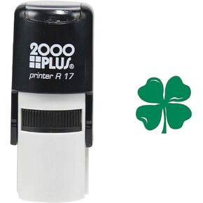 St. Patrick's Day Four Leaf Clover 2000 Plus Self Inking Teacher Rubber Stamp - Green Ink