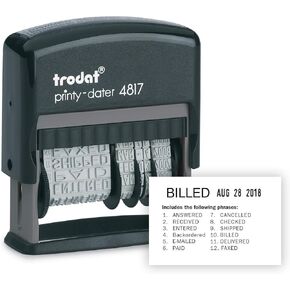 Trodat Printy 4817 Economy Dial-A-Phrase, 12 Popular Office Messages, Month in Letters, Day and Year in Numbers, Rubber Date Stamp – Self Inking (Black)