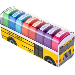 Teacher Stamps - Self Inking Motivational Encouraging and Colorful Set for School Classroom and Homeschool Setting (Set of 8)