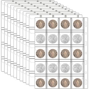12 Sheets Paper Money Collection Supplies Pages, Currency Collecting Book Album Sleeves, 36 Pocket Money Stamp Page Holders for Standard 9-Hole Coin Collector Binder, 3 Pockets/Sheet