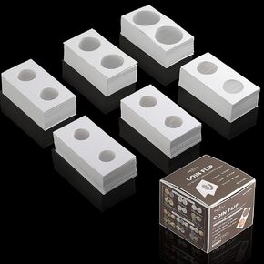 300PCS Coin Flips in 6 Sizes Cardboard Coins Holders 2x2 inch for Dollars Penny Quarter Cents Nickels Coin Collection Supplies FC01MX2