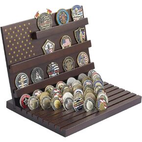 Challenge Coin Display Stand Military Coin Holder Wooden Rack Holds 80 Coins