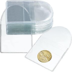 Fainne 50 Pcs Single Pocket Coin Sleeves Collector Individual Clear Plastic Sleeves Holder Small Coin Holder Plastic Coin Pouch Single Coin Protector for Coins Jewelry Storage(Round, 2.6 Inches)