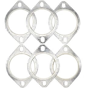 6 PCS 2-Bolt 3 Inch Exhaust Flange Gasket Turbo/Manifold/Header Down/Dump Pipe Flange, High Temperature Graphite for Headers Catback Axleback MLSG High Temp Exhaust Gasket (77mm)