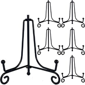 4PCS Premium Black Iron Plate Stands for Display 4 Inch, Decorative Solid Metal Plate Holders for Displaying, Mini Easel, Frame, Book, Card, Plaque, Bowl, Picture Stands for Display