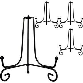 2PCS Premium Black Iron Plate Stands for Display 8 Inch, Decorative Solid Metal Plate Holders for Displaying, Mini Easel, Frame, Book, Card, Plaque, Bowl, Picture Stands for Display