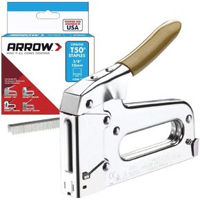 Arrow T50PBN Heavy Duty Manual 2-in-1 Staple Gun and Brad Nailer for Upholstery, Framing, Insulation, Crafts, and Furniture, Silver