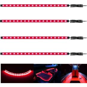 Boat Led Strip Lights, 4 Pcs 24'' Marine Boat Interior Courtesy Deck Navigation Lights, Super Bright Waterproof Marine Led Lights Strip for 12V Pontoon Fishing Boat Yacht Kayak Sailboat (Blue)