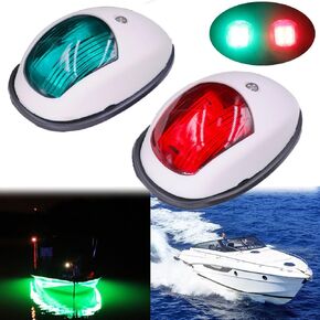 Obcursco Boat Navigation Lights, Led Boat Lights Bow and Stern, Vertical Mount Red and Green Marine Navigation Lights, Perfect Replacement for Pontoon, Bass Boat, Jon Boat (Sliver)