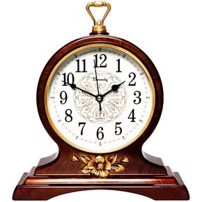 Mantel Clock, 12-Inch Mantel Clock, Silent Movement, Non-Ticking, for Living Room and Kitchen Decoration (Brown) in Kuwait