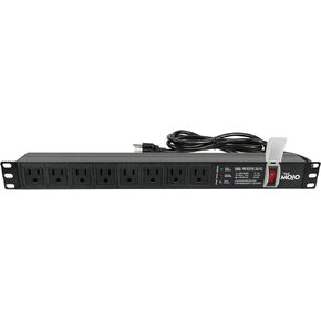1U Rack-Mount Horizontal 8-Outlet Power Strip UL Listed PDU with Surge Protection LED Indicators 6ft Cord Power Distribution for IT and Network Server Racks