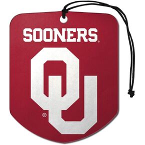 معطر هواء معلق للسيارة من FANMATS 61627 NCAA Oklahomaooners، عبوتين، رائحة ثلج أسود، مزيل للرائحة، تصميم درع مع شعار الفريق in Saudi Arabia