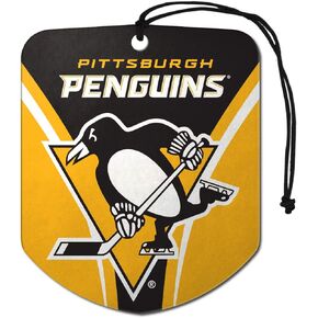 FANMATS 61600 NHL Pittsburgh Penguins Hanging Car Air Freshener, 2 Pack, Black Ice Scent, Odor Eliminator, Shield Design with Team Logo